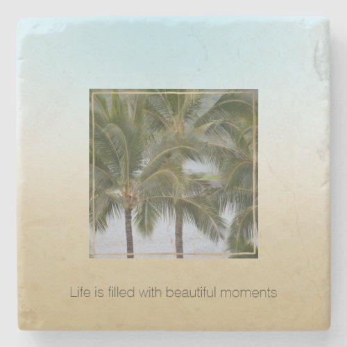 Kauai Hawaii Palm Trees Beautiful Moments          Stone Coaster