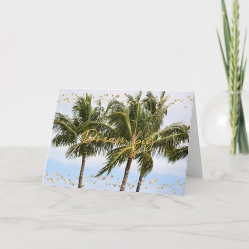 Kauai Hawaii Palm Trees Gold Dream  Card
