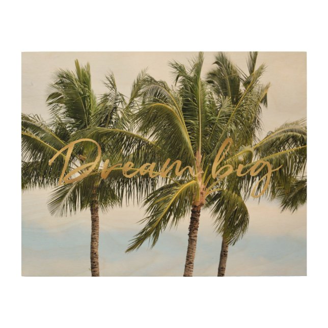 Kauai Hawaii Palm Trees Gold Dream       Wood Wall Art (Front)