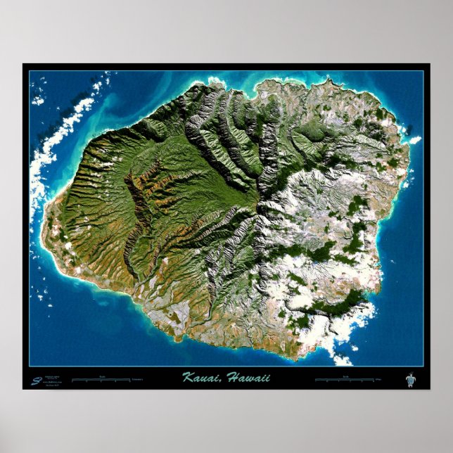 Kauai, Hawaii satellite poster (Front)