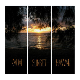 Kauai, Hawaii Sunset Triptych