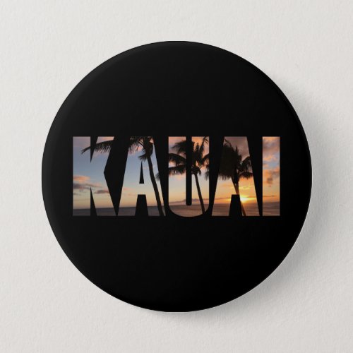 Kauai Hawaii Sunset with Palm Trees Button