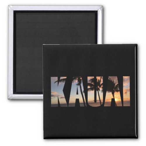 Kauai Hawaii Sunset with Palm Trees Magnet