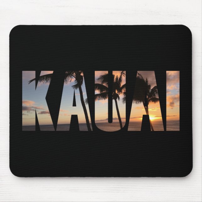 Kauai, Hawaii Sunset with Palm Trees Mouse Pad (Front)
