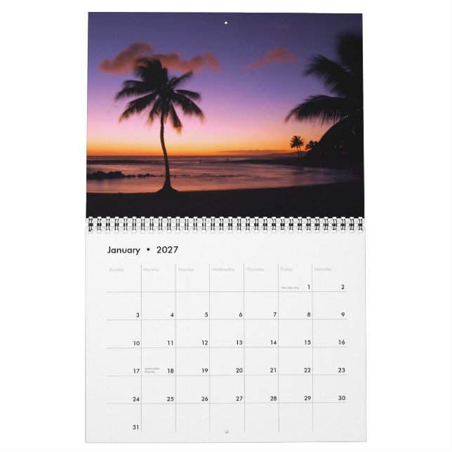 Kauai, Hawaii Sunsets & Sunrises Calendar (Jan 2027)