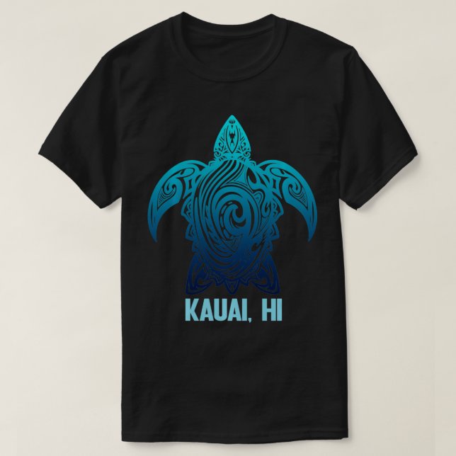 Kauai Hawaii Tribal Sea Turtle Hawaiian Surfer Scu T-Shirt (Design Front)