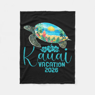 Kauai Hawaii Trip 2026 Sea Turtle Summer Vacation Fleece Blanket