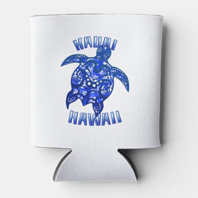 Kauai Hawaii Vacation Tribal Turtle Can Cooler (Front)