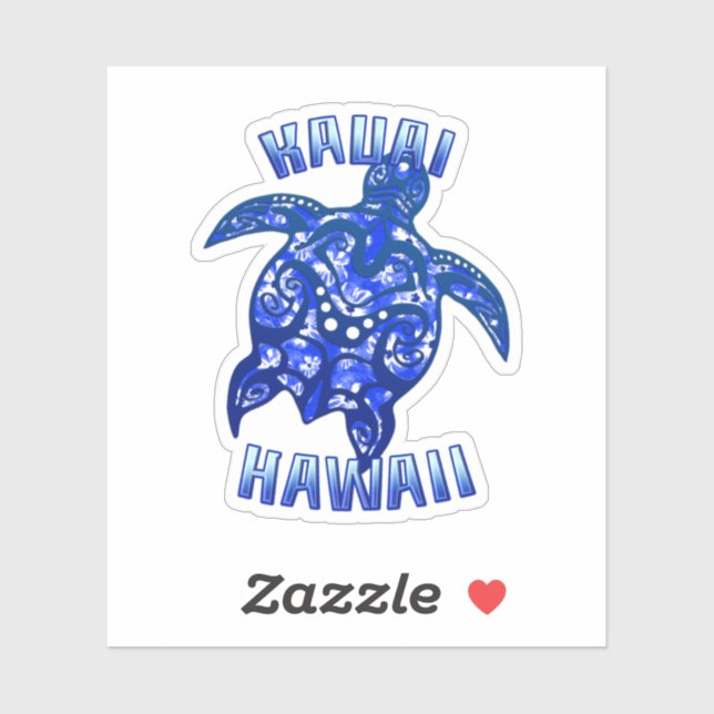Kauai Hawaii Vacation Tribal Turtle Sticker (Sheet)