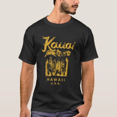 Kauai Hawaii Vintage Hawaiian Surfing Retro T_Shirt