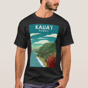 Kauai Hawaii Vintage Minimal Retro Travel Poster T-Shirt
