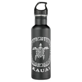 Kauai, Hawaii Vintage Retro Tribal Turtle Vacation Stainless Steel Water Bottle