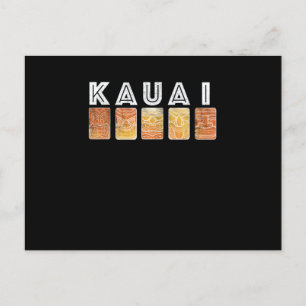 Kauai Hawaii Vintage Tiki Masks Postcard
