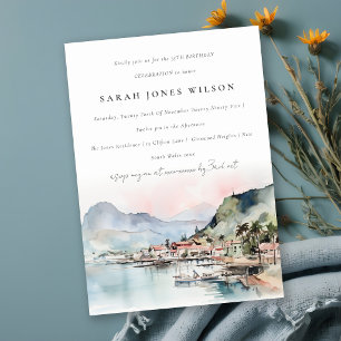 Kauai Hawaii Watercolor Landscape Birthday Invitation