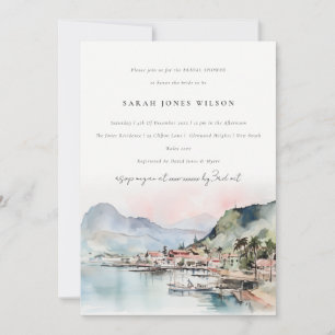 Kauai Hawaii Watercolor Landscape Bridal Shower Invitation