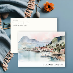 Kauai Hawaii Watercolor Landscape Travel Postcard