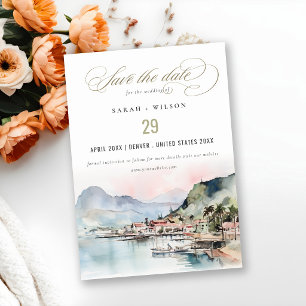 Kauai Hawaii Watercolor Landscape Wedding Save The Date
