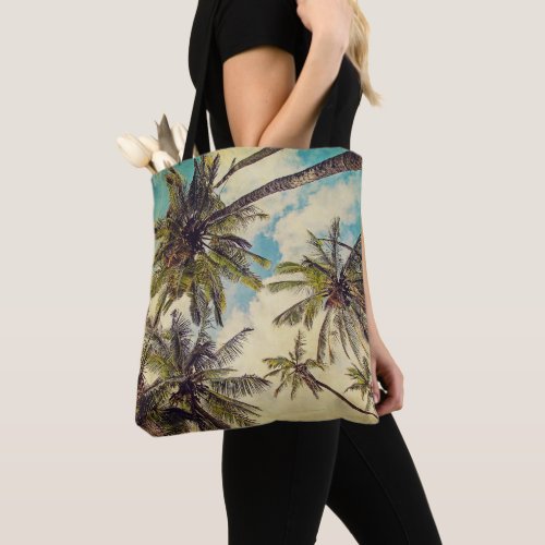 Kauai Island Palms Vintage Blue Hawaii Tote Bag