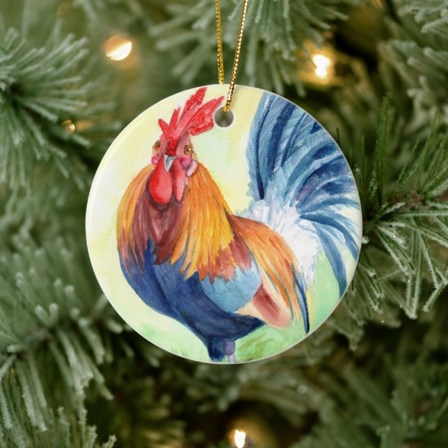 Kauai Island Rooster 4 Ceramic Ornament (Tree)