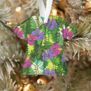 Kauai Jungle Hawaiian Hibiscus Aloha Shirt- Multi Ornament