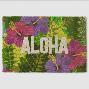 Kauai Jungle Hawaiian Hibiscus and Palms- Brights Fiber Doormat