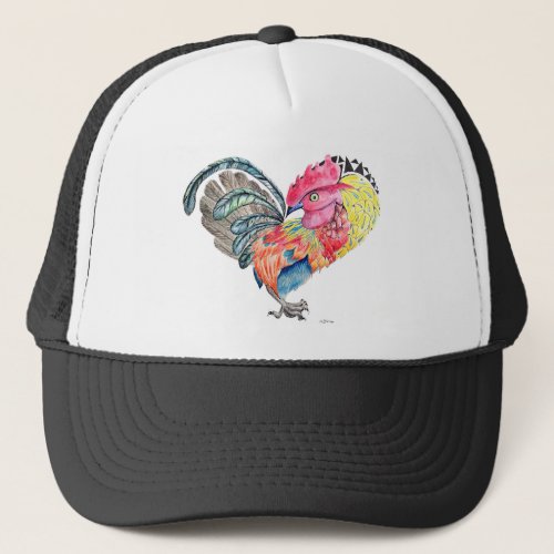 Kauai Love Rooster Heartimal Trucker Hat