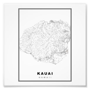Kauai Map Photo Print