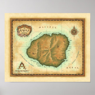 Kauai Map Poster