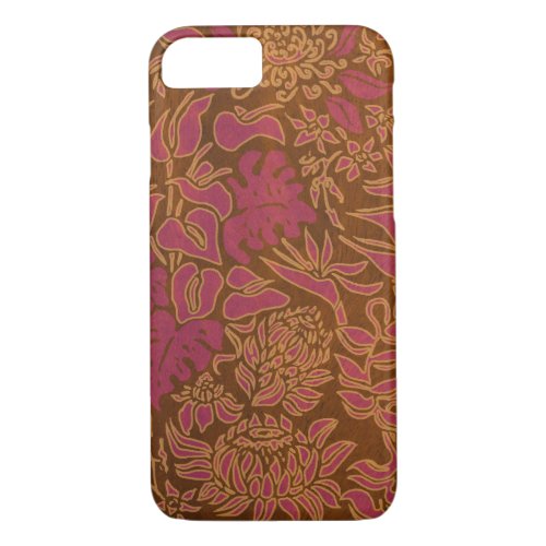 Kauai Morning Hawaiian Protea Faux Wood Floral iPhone 87 Case