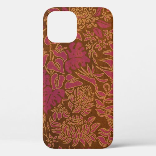 Kauai Morning Hawaiian Protea Faux Wood Floral  iPhone 12 Pro Case