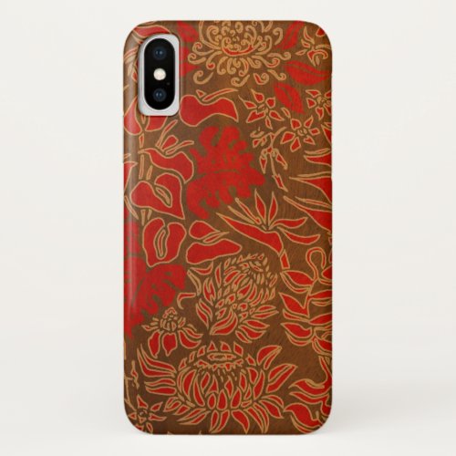 Kauai Morning Hawaiian Protea Faux Wood Floral iPhone X Case