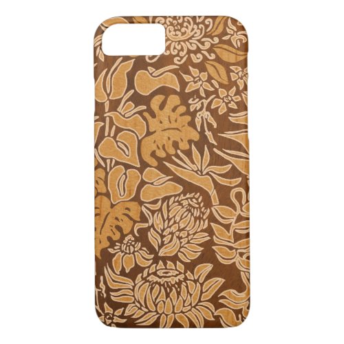 Kauai Morning Hawaiian Protea Faux Wood Floral iPhone 87 Case