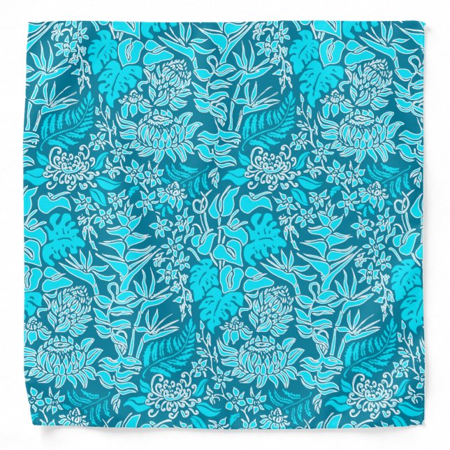 Kauai Morning Hawaiian Protea Floral Bandana (Front)