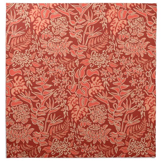 Kauai Morning Hawaiian Protea Floral Cloth Napkin (Front)