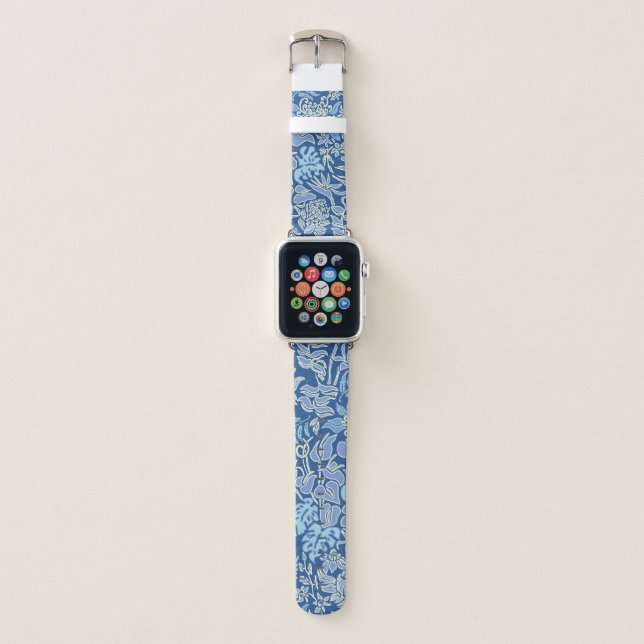 Kauai Morning Hawaiian Protea Floral - Indigo Apple Watch Band (Front)