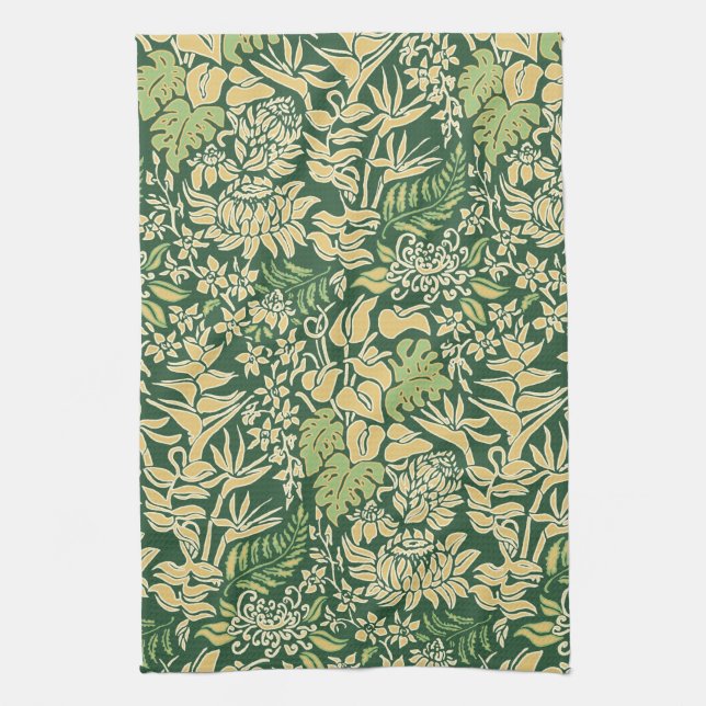 Kauai Morning Hawaiian Protea Floral Kitchen Towel (Vertical)