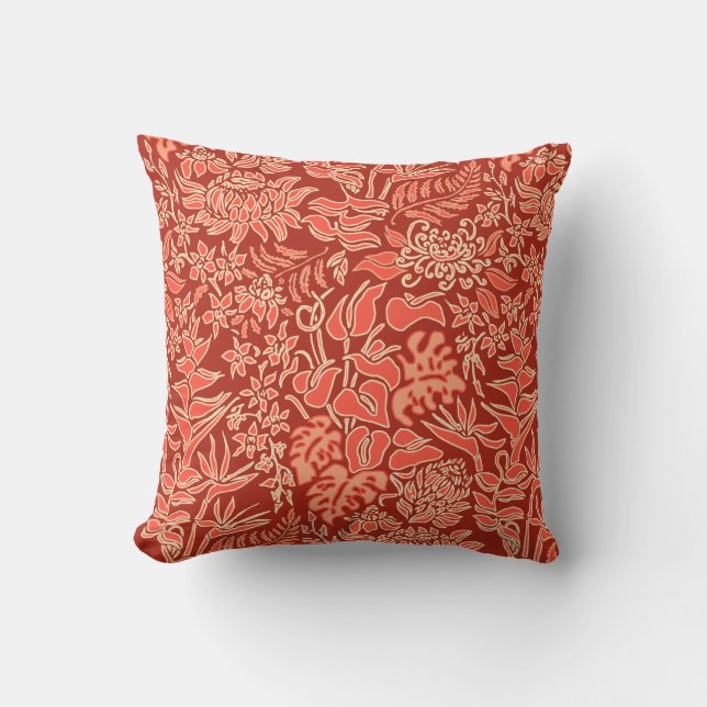 Kauai Morning Hawaiian Protea Floral Reversible Throw Pillow (Front)