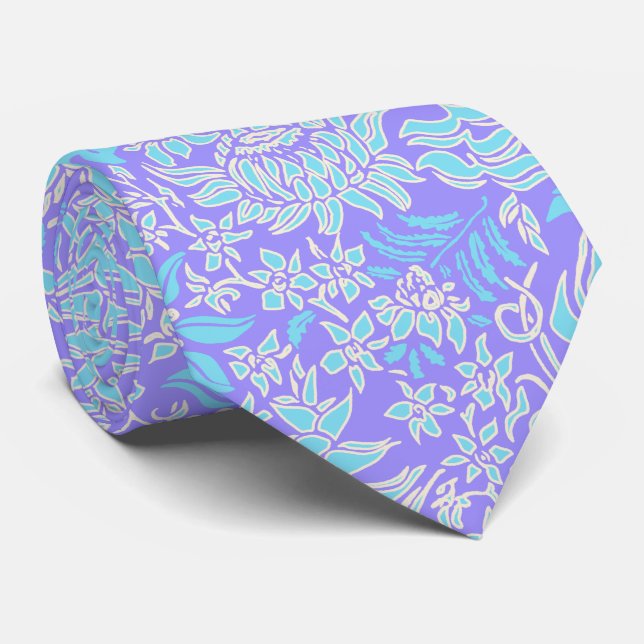 Kauai Morning Hawaiian Protea Floral Tie (Rolled)