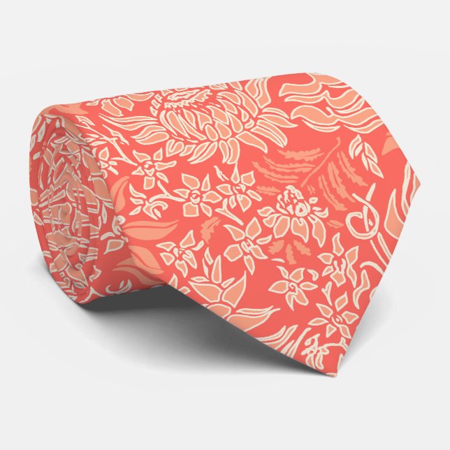 Kauai Morning Hawaiian Protea Floral Tie (Rolled)