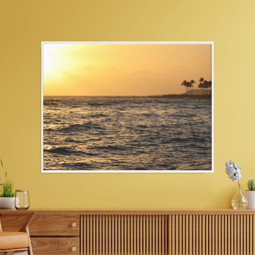 Kauai Ocean Palm Trees Sunset Canvas Print