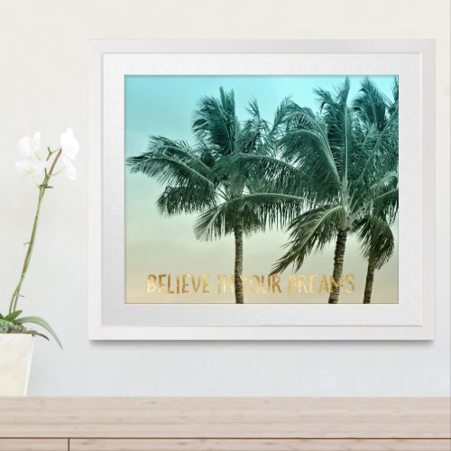 Kauai Palm Trees Believe in Dreams Framed Art