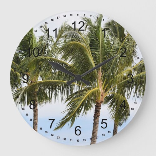 Kauai Palm trees Large Clock