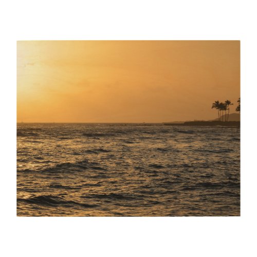 Kauai Palm Trees Ocean Sunset Wood Wall Art