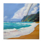 Kauai Polihale Beach with Rainbow Ceramic Tile<br><div class="desc">Polihale Beach is the last beach on Kauai's west side accessible by car which means it's usually not too crowded.  Enjoy the view of the Na Pali Coast as you picnic on this famous beach!</div>