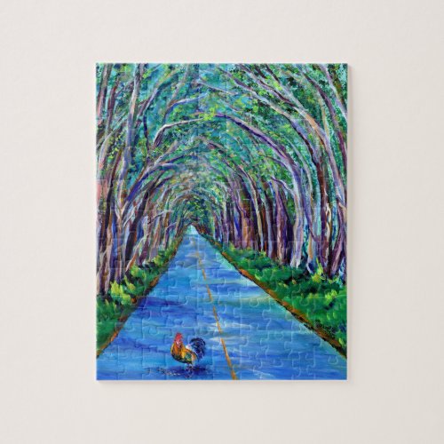 Kauai Rooster in the Tree Tunnel Jigsaw Puzzle