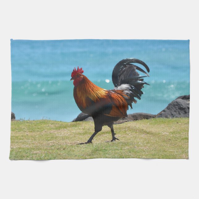 Kauai rooster towel (Horizontal)