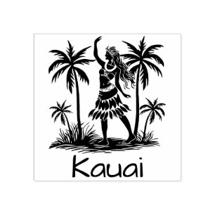 Kauai Rubber Stamp Hawaiian Dancer Palm Trees