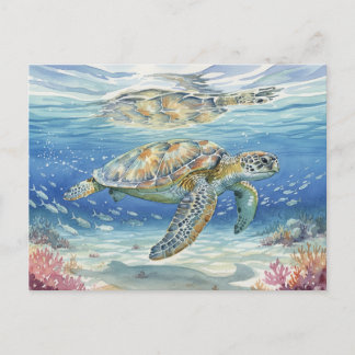 Kauai Sea Turtles Submerged under the sea Postcard