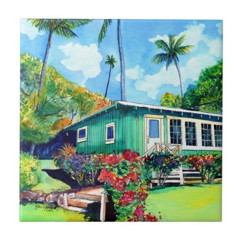 Kauai Sunny Day Plantation Cottage Ceramic Tile