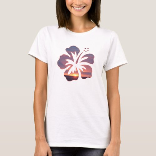 Kauai Sunset in a Hibiscus Flower T_Shirt